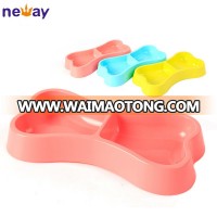 Lovely Design Bone Shape Plastic Slow Feed Dog Pet Bowl