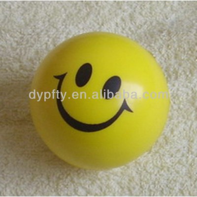 PU foam yellow stress smiley printing balls for promotion